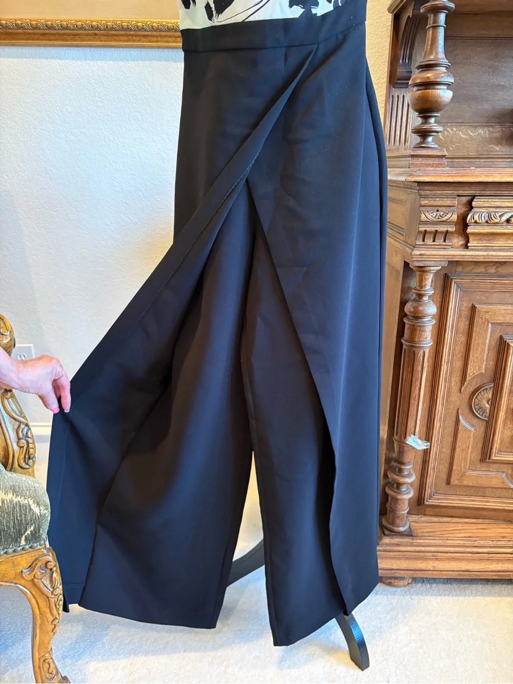 White House Black Market Black Strapless Wide-Leg Jumpsuit - 10 - Picture 4 of 8
